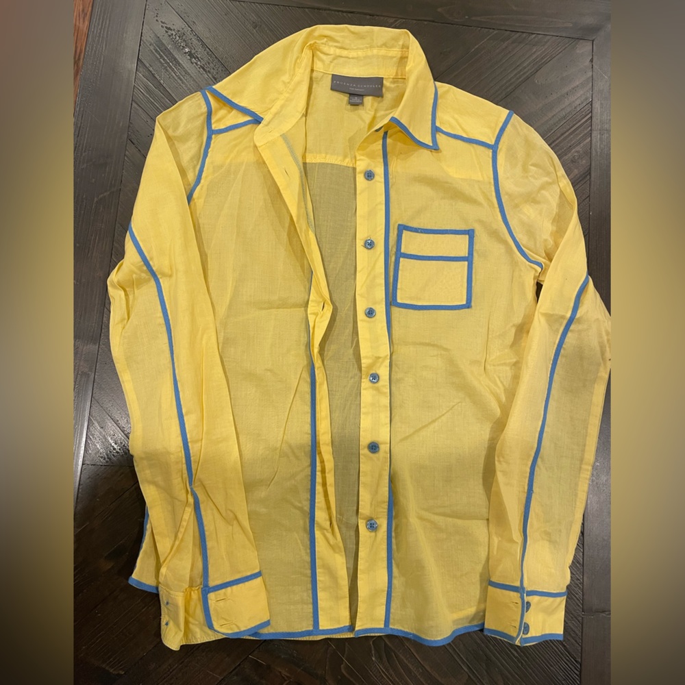 Proenza Schouler for Target Yellow Button Down with Blue Piping Size Small